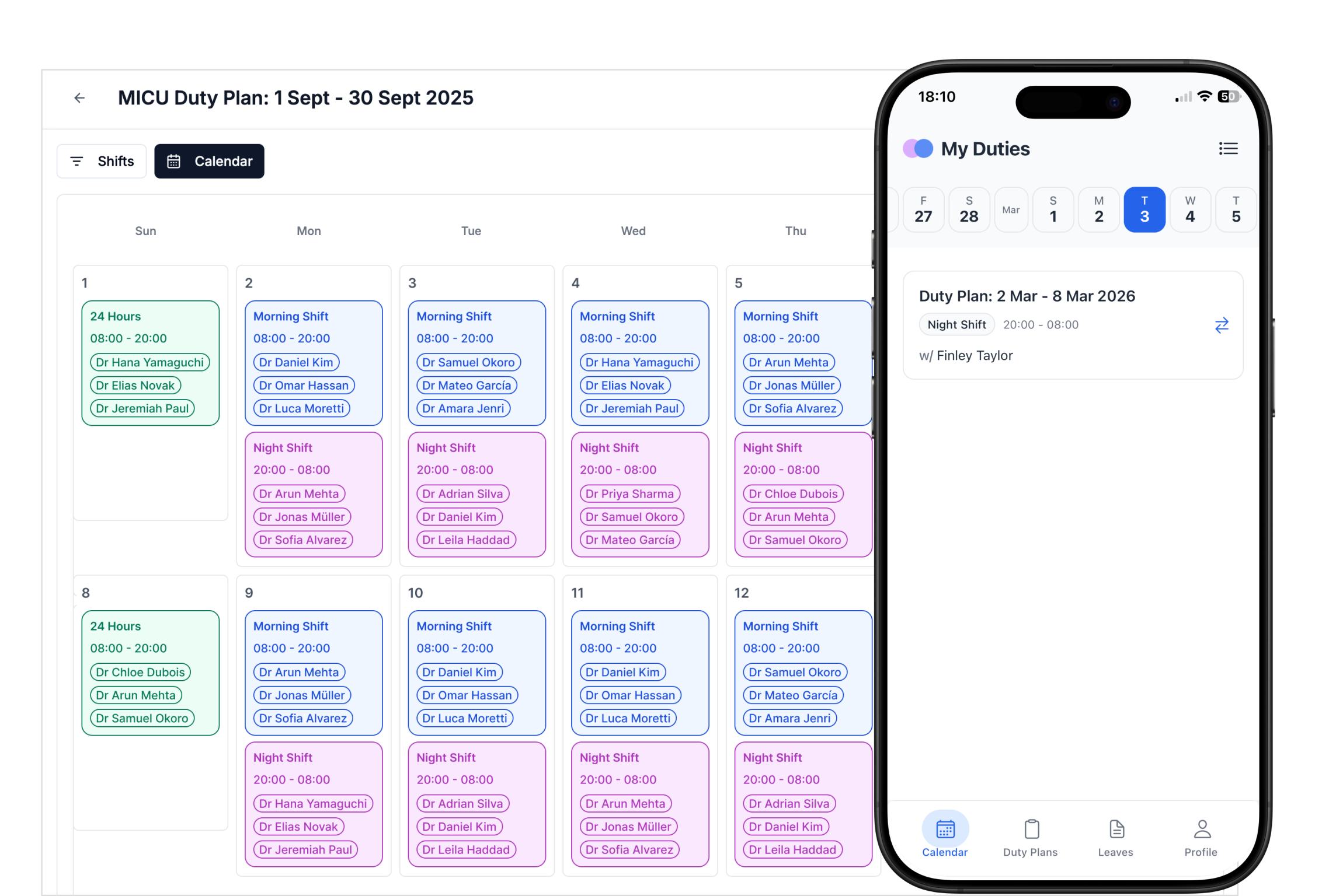 Calendar view interface